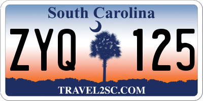 SC license plate ZYQ125