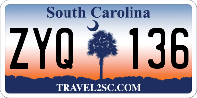 SC license plate ZYQ136