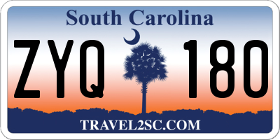SC license plate ZYQ180