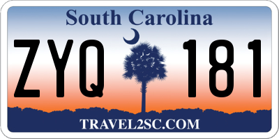 SC license plate ZYQ181