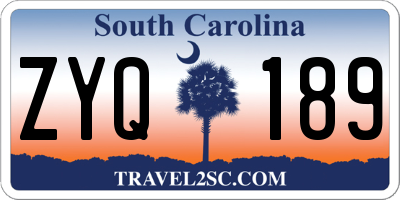 SC license plate ZYQ189