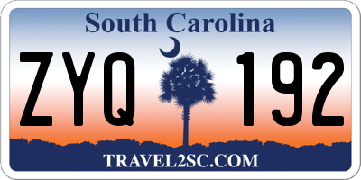 SC license plate ZYQ192