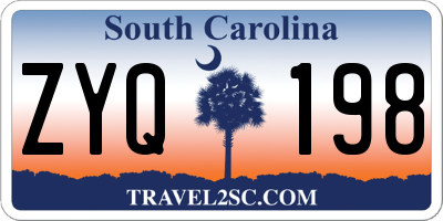 SC license plate ZYQ198