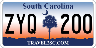 SC license plate ZYQ200