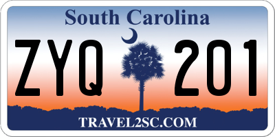 SC license plate ZYQ201