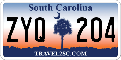 SC license plate ZYQ204