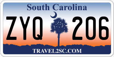 SC license plate ZYQ206