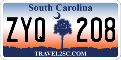 SC license plate ZYQ208