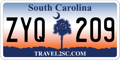 SC license plate ZYQ209