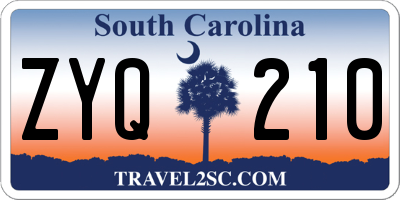 SC license plate ZYQ210