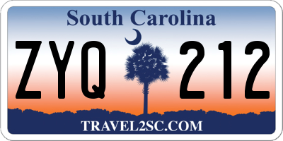 SC license plate ZYQ212
