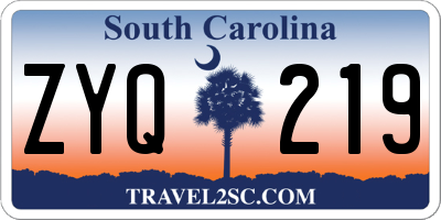 SC license plate ZYQ219