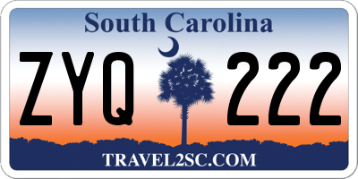 SC license plate ZYQ222