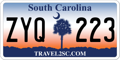 SC license plate ZYQ223