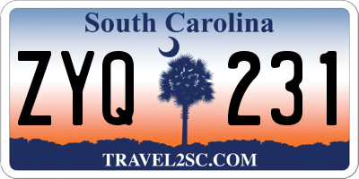 SC license plate ZYQ231