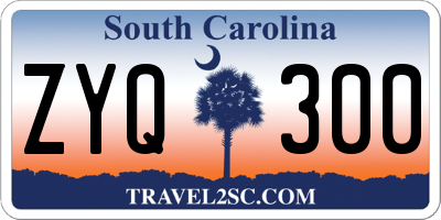 SC license plate ZYQ300