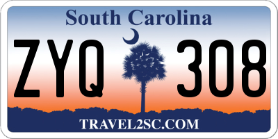 SC license plate ZYQ308