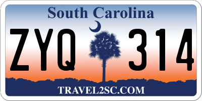 SC license plate ZYQ314