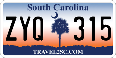 SC license plate ZYQ315