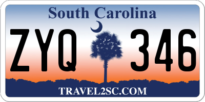 SC license plate ZYQ346