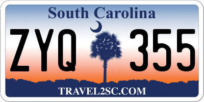 SC license plate ZYQ355