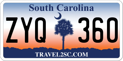 SC license plate ZYQ360