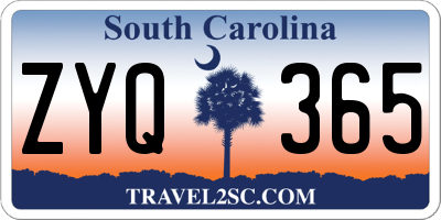 SC license plate ZYQ365