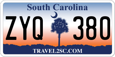 SC license plate ZYQ380