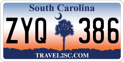 SC license plate ZYQ386