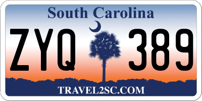 SC license plate ZYQ389