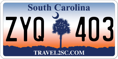 SC license plate ZYQ403