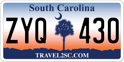 SC license plate ZYQ430