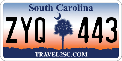 SC license plate ZYQ443