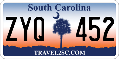 SC license plate ZYQ452
