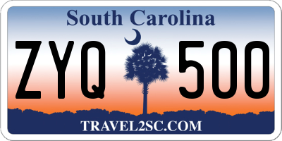 SC license plate ZYQ500