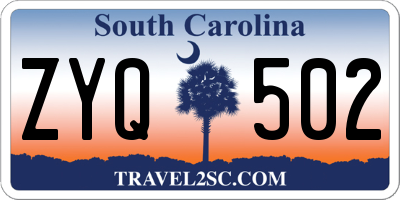 SC license plate ZYQ502