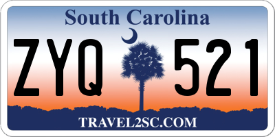 SC license plate ZYQ521