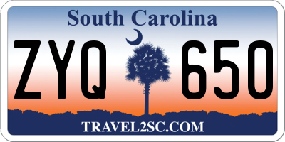 SC license plate ZYQ650