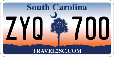 SC license plate ZYQ700