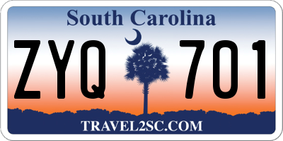 SC license plate ZYQ701