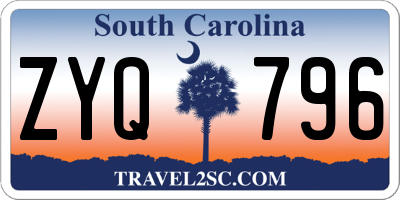 SC license plate ZYQ796