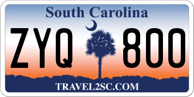 SC license plate ZYQ800