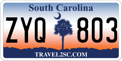 SC license plate ZYQ803