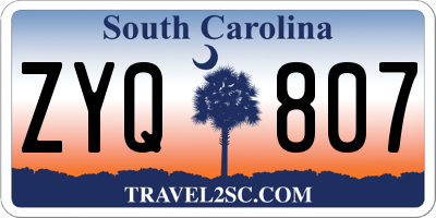 SC license plate ZYQ807