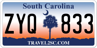 SC license plate ZYQ833