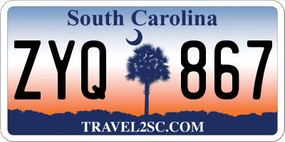 SC license plate ZYQ867