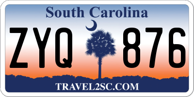 SC license plate ZYQ876