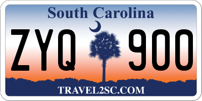 SC license plate ZYQ900