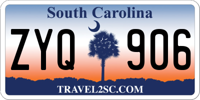 SC license plate ZYQ906