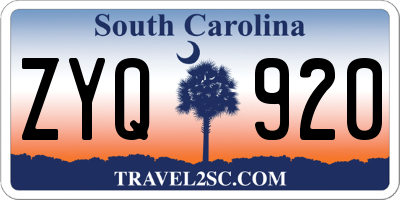 SC license plate ZYQ920